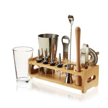 True Ultimate Barware Set with Wooden Stand