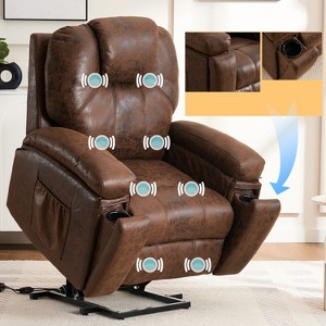 Grungis Faux Leather Lift Massage Chairs for Elderly,Recliner Chairs with Massage and Lumbar Heating for Living Room - 1 of 4