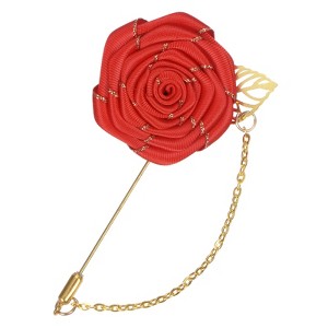 Unique Bargains Wedding Rose Men Suit Boutonnieres Lapel Pin 1 Pc - 1 of 4