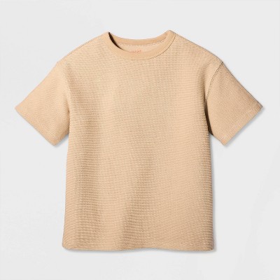 Cat & Jack Boys' Short Sleeve Textured Relaxed Fit T-Shirt - Cat & Jack™ Sand XS — фото 2