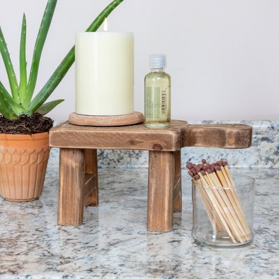 Natural Fir Wood Miniature Display Pedestal with Handle