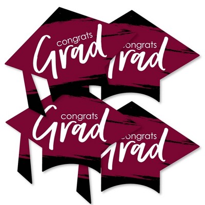 Big Dot of Happiness Maroon Grad - Best is Yet to Come - Grad Cap Decorations DIY Burgundy Graduation Party Essentials - Set of 20