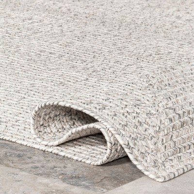 Handmade Ivory Braided 4' x 6' Oval Synthetic Area Rug