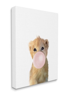Stupell Industries Baby Lion with Pink Bubble Gum Jungle Animal