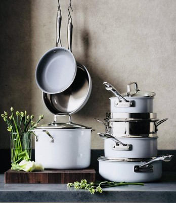 Cuisinart 11-Piece Matte White Stainless Steel Cookware Set +