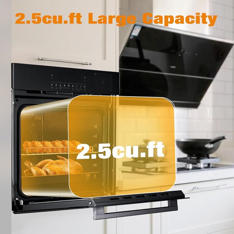 24" Electric Single Wall Oven 2.5CF Convection Oven With 8 Baking Modes 3000W 240V, 2 of 7