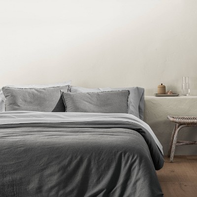 thumbnail image 2 of Casaluna Full/Queen Heavyweight Linen Feel Comforter & Sham Set - Teal Blue 2 of 2