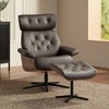 BenchMaster Melia Chocolate Tufted Faux Leather Swivel Recliner and Slanted Ottoman - 2 of 4