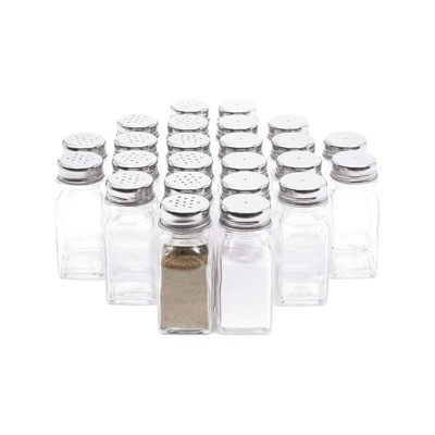 Juvale 24-Pack Square Glass Salt and Pepper Shakers Dispenser, 2-Ounce, Clear
