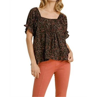Women's Square Neck Floral Babydoll Top - umgee