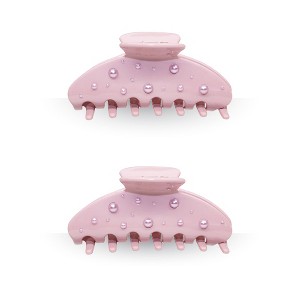 LA Glam Co. Hollywood 3" Claw Clips - All Hair - 2-Pack - Pink Pearls - 1 of 1