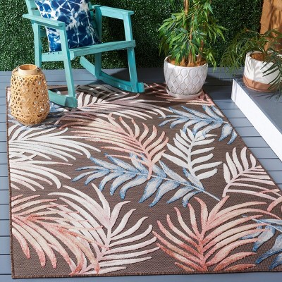 Reversible Brown/Blue Geometric Synthetic 5' x 7' Area Rug
