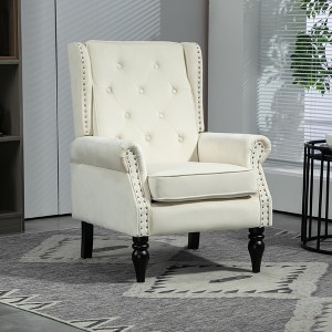 Modern Accent Chair with Rubber Wood Legs, Stylish Button-Tufted Lounge Armchair for Living Room & Bedroom - ModernLuxe - 1 of 4