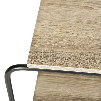 Marcel Beige Wood and Metal Rectangular End Table