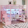 Whisen Full Size Metal Loft Bed & Bed Frame with Staircase and Wardrobe, Desk, Storage Shelves - 2 of 4