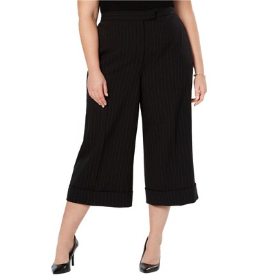 Anne Klein Womens Pinstripe Culotte Pants