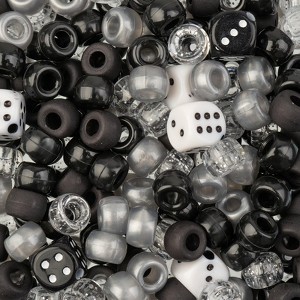 John Bead 6x9mm Black & White Mix Plastic Pony Beads, 120g - 1 of 4