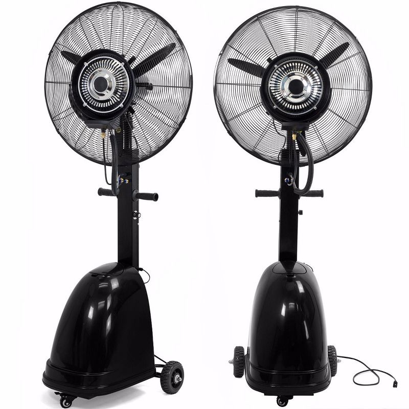 XtremepowerUS 26" High Power Misting Fan Oscillating Mist Fan Cooling w/Wheel, Black, 3 of 7