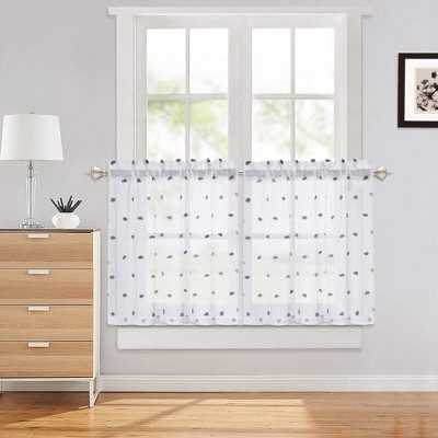 Pom Pom White Voile Sheer Short Kitchen Curtains Target   GUEST 58117712 2495 4349 B65f 603d4a685cec