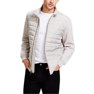 Alfani Mens Mixed Media Quilted Bomber Jacket - 1 of 1
