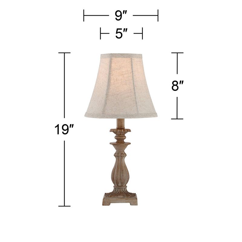 Regency Hill Cali Traditional Accent Table Lamps 19" High Set of 2 Antique Beige Off White Bell Shade for Bedroom Living Room Bedside Nightstand Kids, 4 of 7