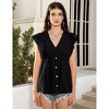 Women's Sleeveless Ruffle V-Neck Blouse - Button-Front Peplum Top with Flowy Fit - 3 of 4