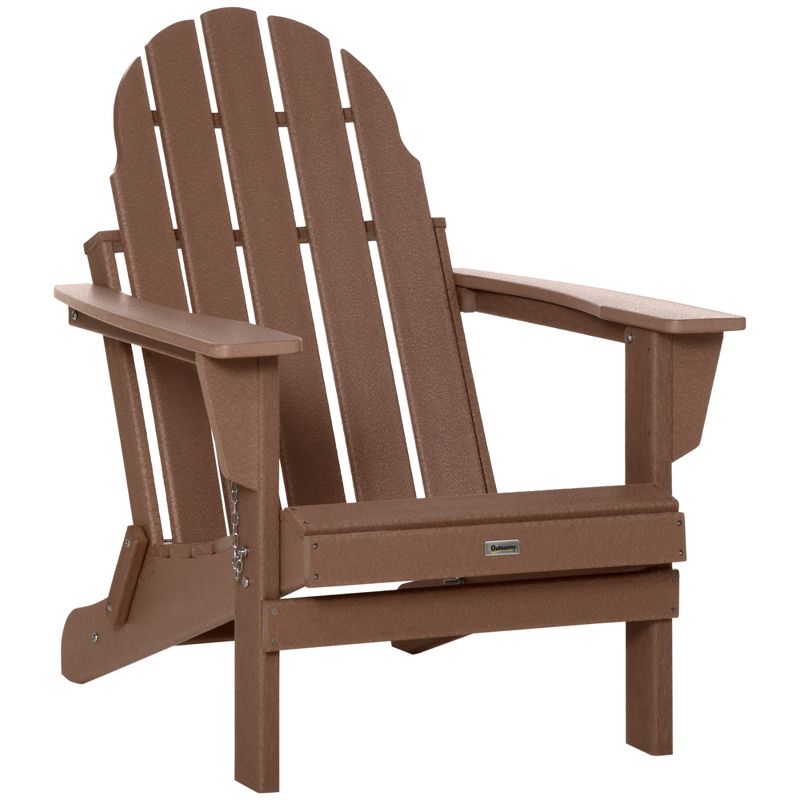Outsunny Folding Adirondack Chair, Outdoor Fire Pit Seating HDPE Lounger Chair for Patio Deck and Lawn Furnitur, 1 of 12