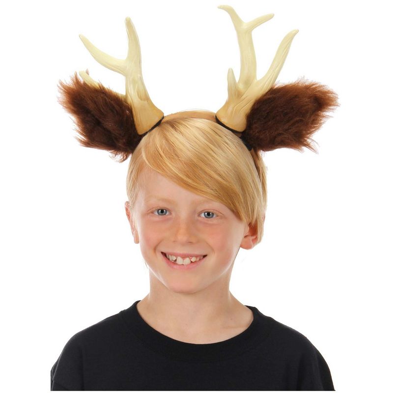 HalloweenCostumes.com    Adult's Deer Antlers with Ears Headband, Brown, 2 of 3