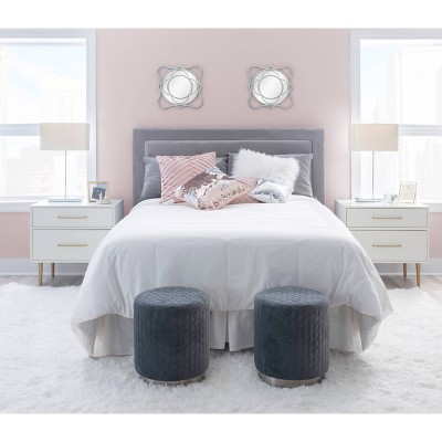White and Gold 2-Drawer Nightstand with Sleek Design
