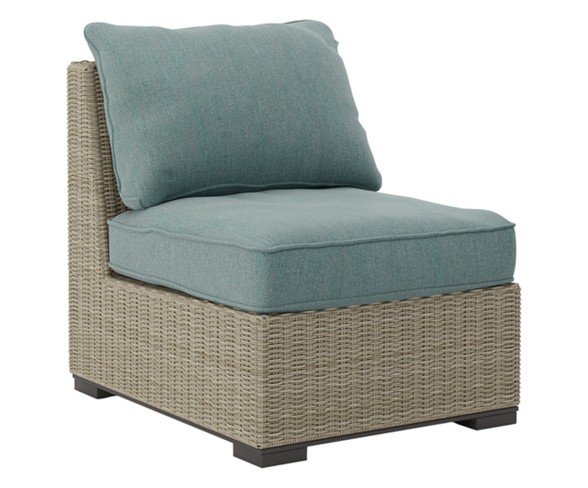 Silent Brook Armless Chair with Cushion - Beige  - Outdoor by Ashley