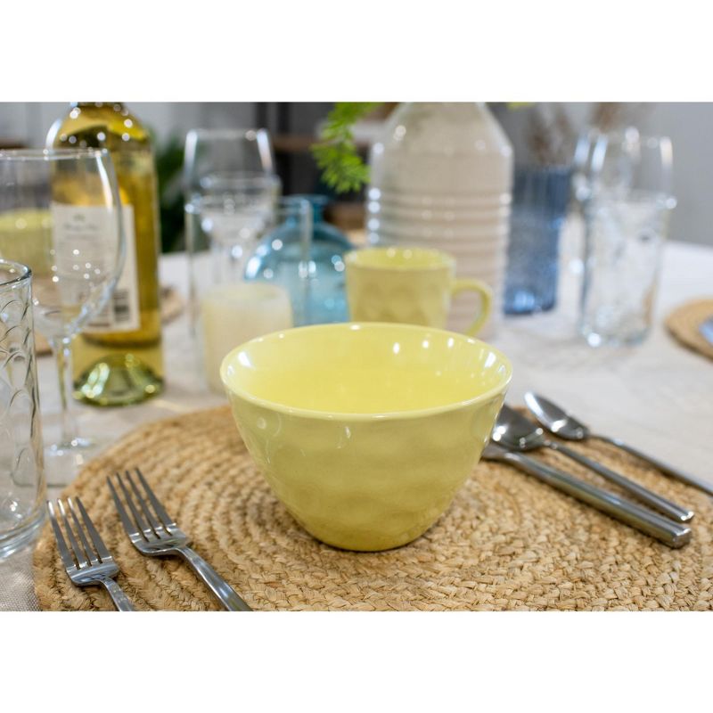 Elanze Designs Dimpled Ceramic 5.5 inch Contemporary Serving Bowls Set of 4, Yellow, 5 of 7