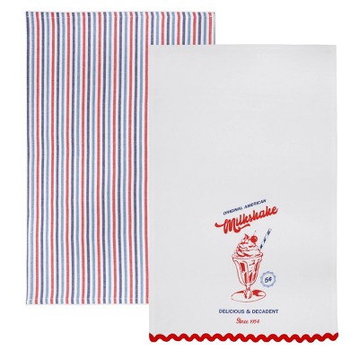 Dish Towels Milkshake White/Red - Bullseye's Playground™