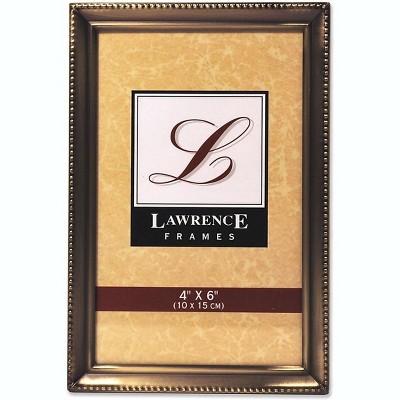 Lawrence Frames Antique Brass 4x6 Picture Frame - Bead Border Design 11446