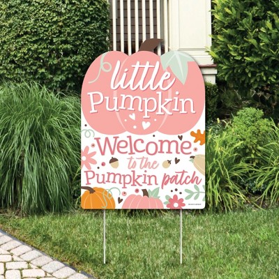 Big Dot of Happiness Girl Little Pumpkin - Party Decorations - Fall Birthday Party or Baby Shower Welcome Yard Sign