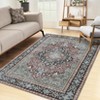 Foldable Flower Printed Victoria Area Rug, Chenille Polyester, Washable, Non-Slip, Kid & Pet Friendly for Hallway & Kitchen - 2 of 4