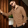 Campus Sutra Men Men's Tan Brown Stripe-Creased Shirt - 2 of 3