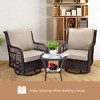 3-Piece Outdoor Wicker Rattan Swivel Rocking Chair Set With Armored Glass Side Table & Premium Cushions - 360° Swivel Patio Furniture - 4 of 4