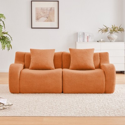 SKRAN Fabric Boneless Sofa, Curved Deep Seat  Couches, Streamlined Design No Assembly Required for Living Rooms and Bedrooms