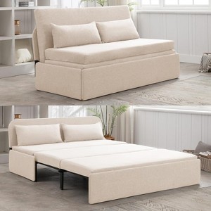 Mjkone Queen Size Pull Out Sofa Bed, 2-in-1 Modern Pull Out Linen Sleeper Sofa Couch - 1 of 4