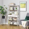 HOMCOM 4-Tier Shelving Bookcase Storage Cupboard with Pull Out Drawer, and Wooden Frame with X Bar Stability, White - 3 of 4