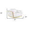 HomeRoots 47" White and Gold Italian Leather Club Chair - 3 of 4