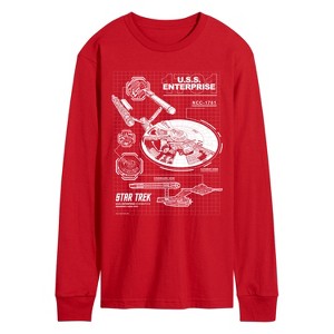 Men's - Star Trek - Enterprise Diagram Long Sleeve Graphic T-Shirt - 1 of 3