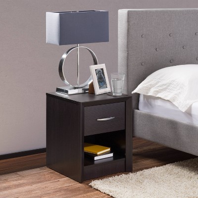 Mid-Century Modern Newport Black 24" Nightstand with Storage Drawer