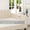 Dolonm Elena Twin Size Beige Velvet Upholstered Daybed, Ribbed Tufted Backrest, Daybed in Lavish Modern Design - 3 of 4