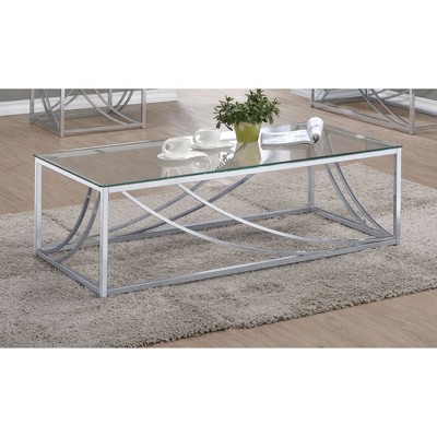 Brianne Glass and Chrome Coffee Table with Metal Leg