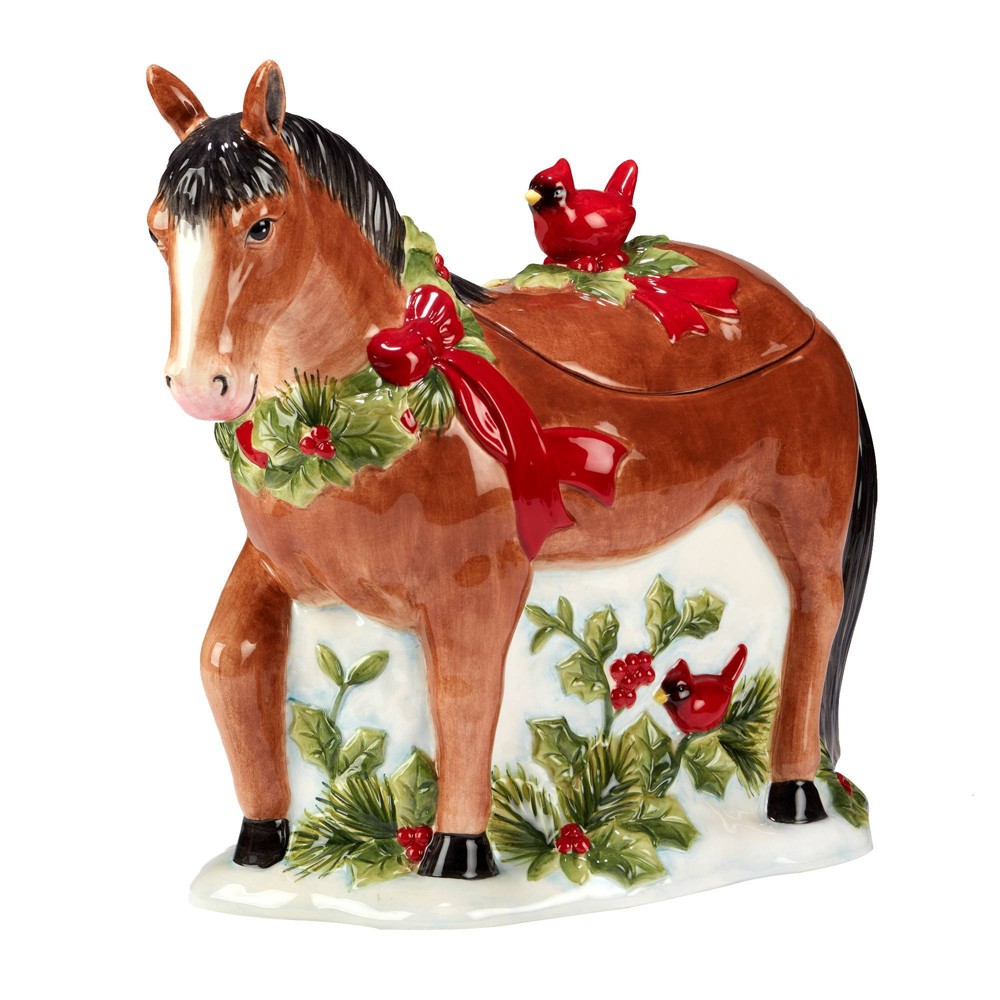 64oz Earthenware Homestead Christmas 3-D Cookie Jar - Certified International