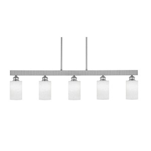 Toltec Lighting Edge 5 - Light Island Pendant Light in  Brushed Nickel with 4" White Muslin Shade - 1 of 1