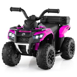 Costway 6V Toddler Ride On Electric Car ATV with Lights & Music & USB Port Storage Box Toy Car Red/Blue/Khaki/Green/Pink - 1 of 4