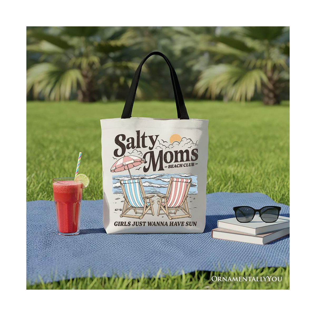 Salty Moms Beach Club Canvas Tote Bag, Retro Summer Gift for Ocean Loving Mothers | OrnamentallyYou - thumbnail 7