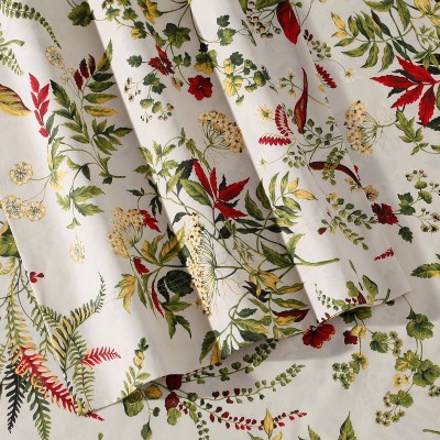 Twin XL White Floral Cotton Percale Deep Pocket Sheet Set
